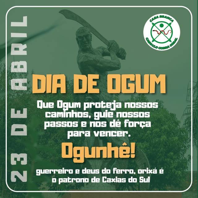 Salve o grande guerreiro! ⚔️
Hoje celebramos a força, a coragem e a proteção de Ogum, aquele que abre caminhos onde antes só havia pedra e silêncio.Que sua espada corte as demandas, que seu escudo nos guarde e que nunca nos falte coragem para seguir em frente, mesmo quando a estrada parecer dura.Ogunhê! Ogum é quem vence demanda e guia nossos passos. 🔥🛡️#Ogum #Ogunhê #DiaDeOgum #Umbanda #Axé