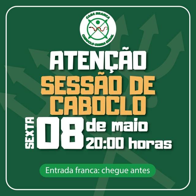 O tempo virou a chave… e a gira também. Depois de tantos anos aos sábados, agora nosso encontro com a espiritualidade ganha um novo ritmo: a cada 15 dias sempre na sexta-feira.
Nesta sexta, dia 08 de maio, temos sessão de Caboclo — firmeza, força e direção pra quem busca caminhos mais claros.Início às 20h Chegue antes para garantir sua ficha e um atendimento mais tranquiloA energia continua a mesma… só mudou o dia de abrir o portal. Sexta é dia de gira.#GiraDeSexta #UmbandaSagrada #Caboclos #FéQueMove #casabranca